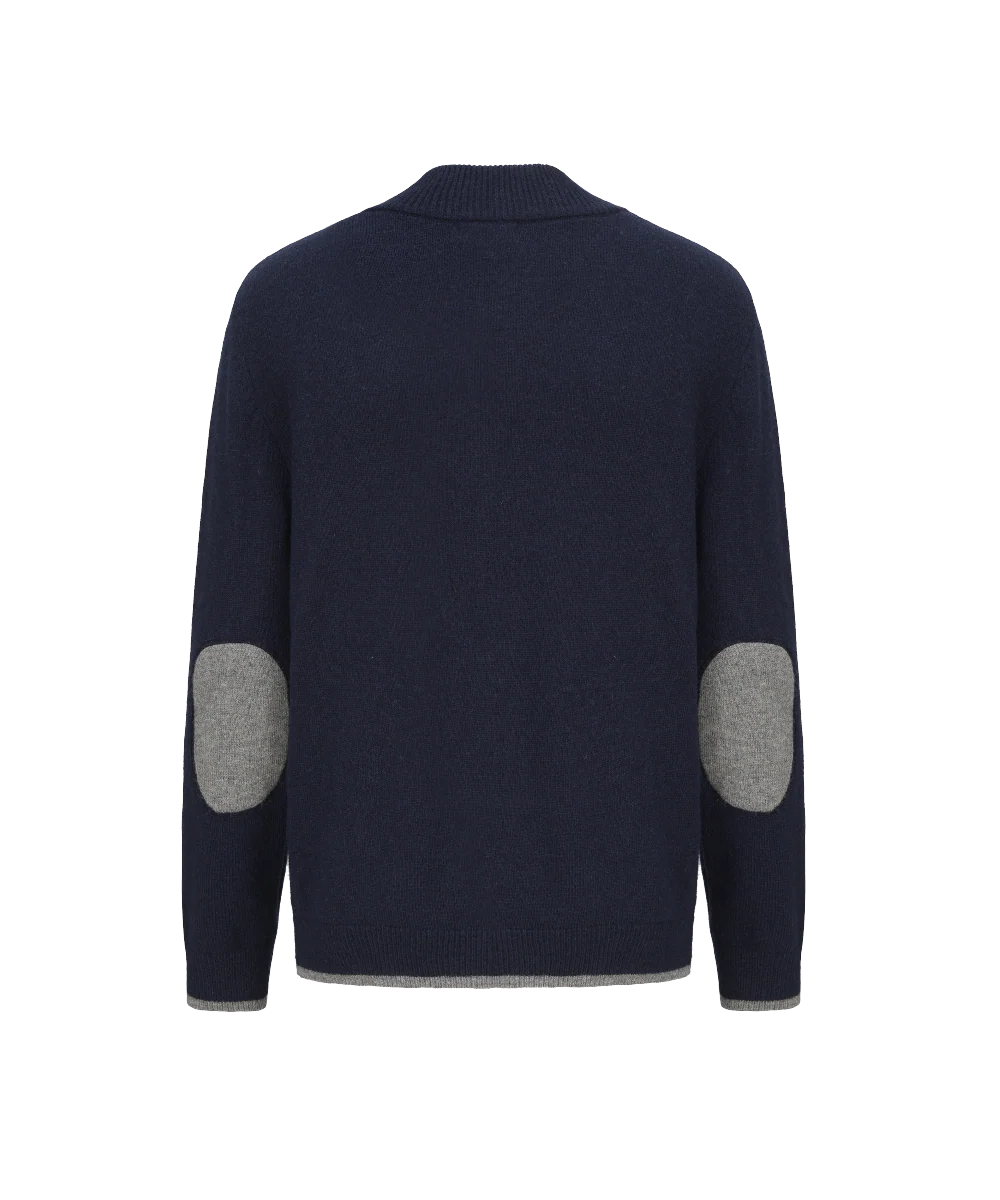 Men's Mock Neck Wool Blend Knitted Cardigan - Image 5