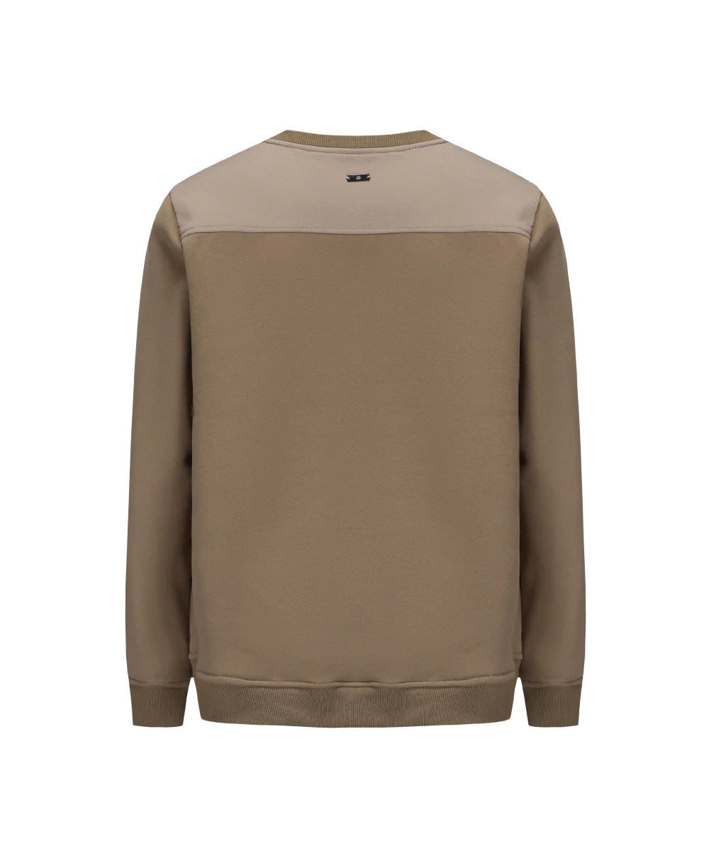 Men's Constrasting Texture Crew Neck Fleece Pullover - Image 2
