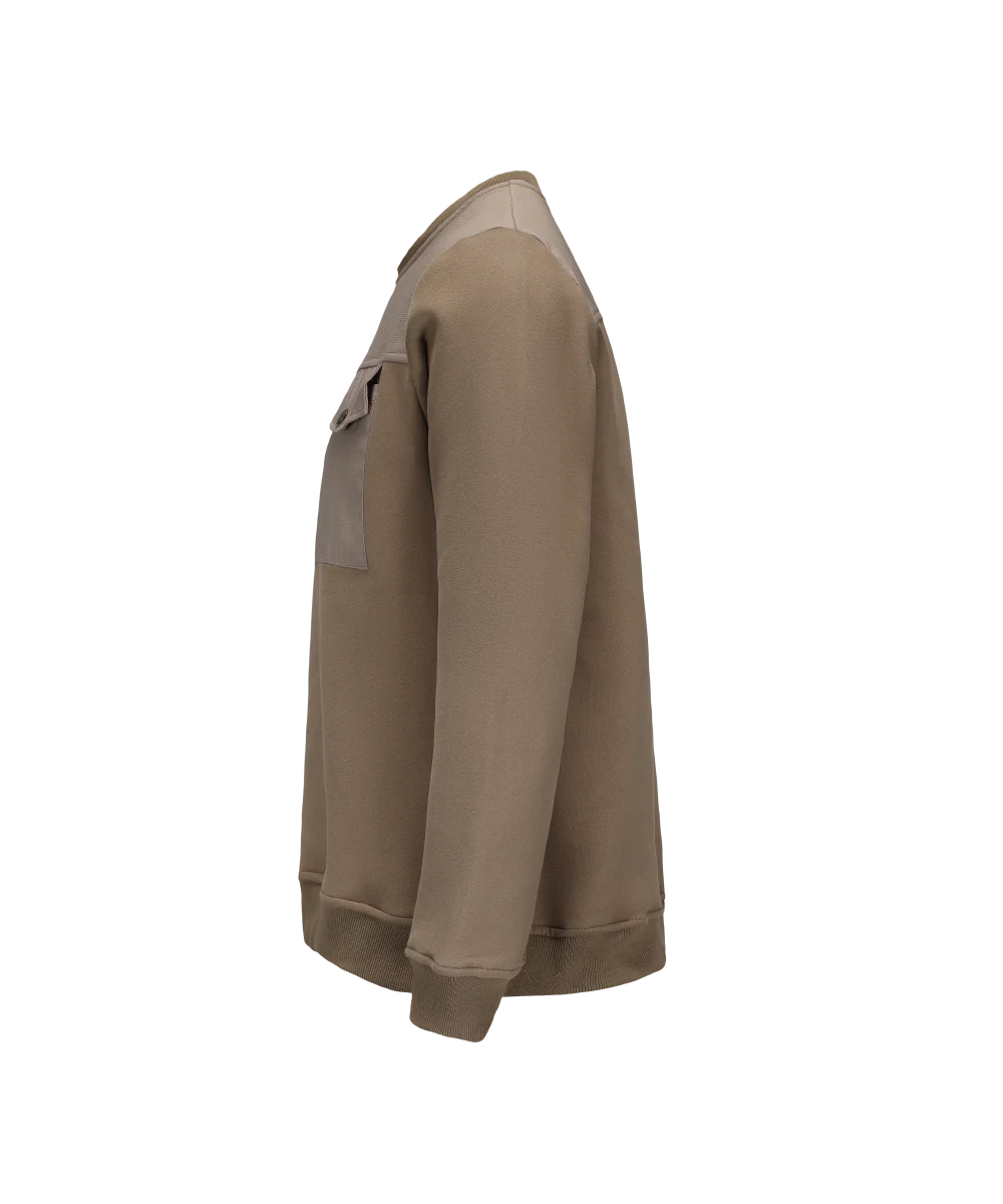 Men's Constrasting Texture Crew Neck Fleece Pullover - Image 3