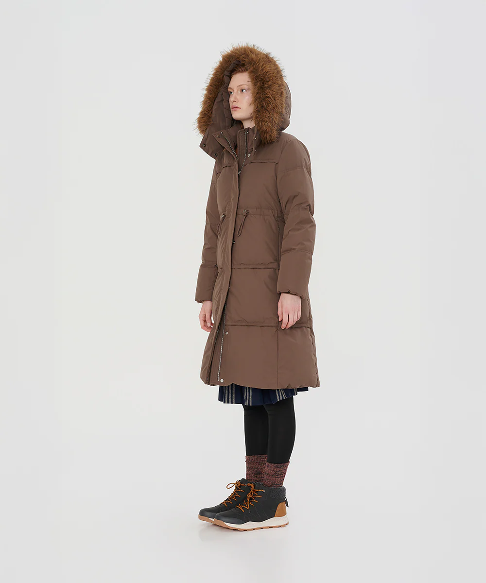 Plush Faux Fur-Trimmed Hood Mid-Length Down Jacket - DJW 25024 - Image 3