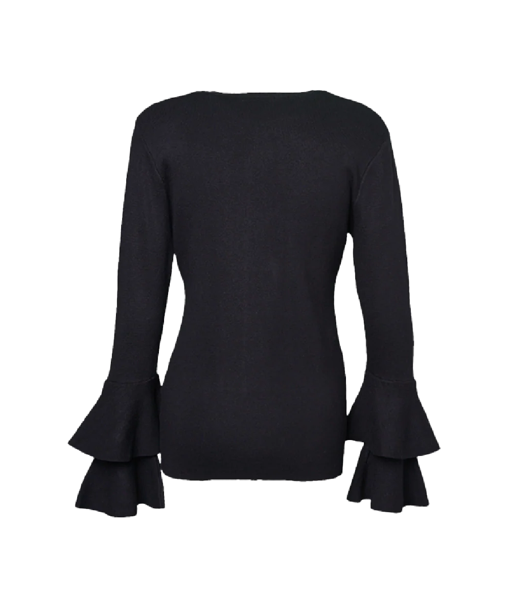 Women's Trumpet Ruffle Sleeves Knitted Sweater - Image 2