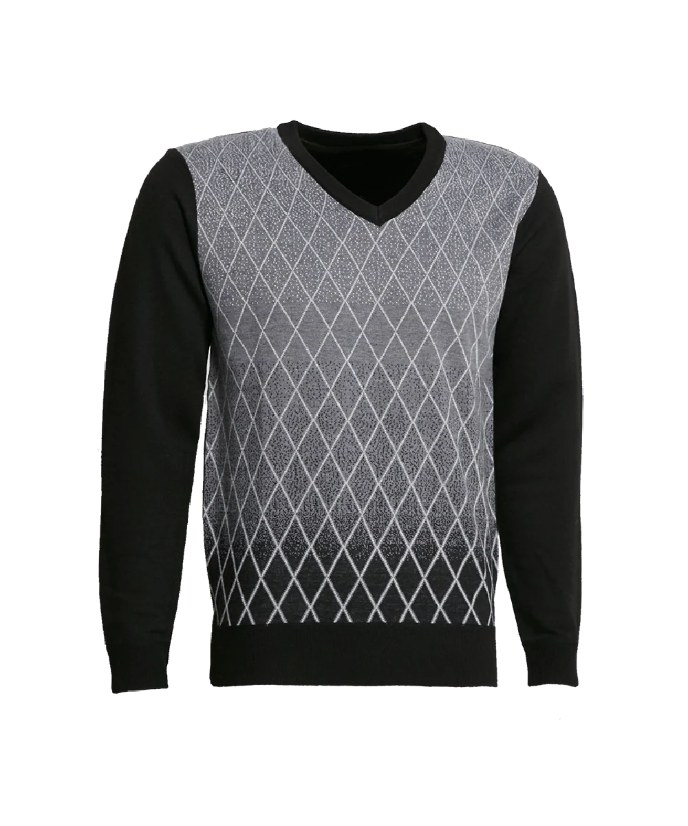 Man’s V-Neck Knitted Sweater With Diamond Print