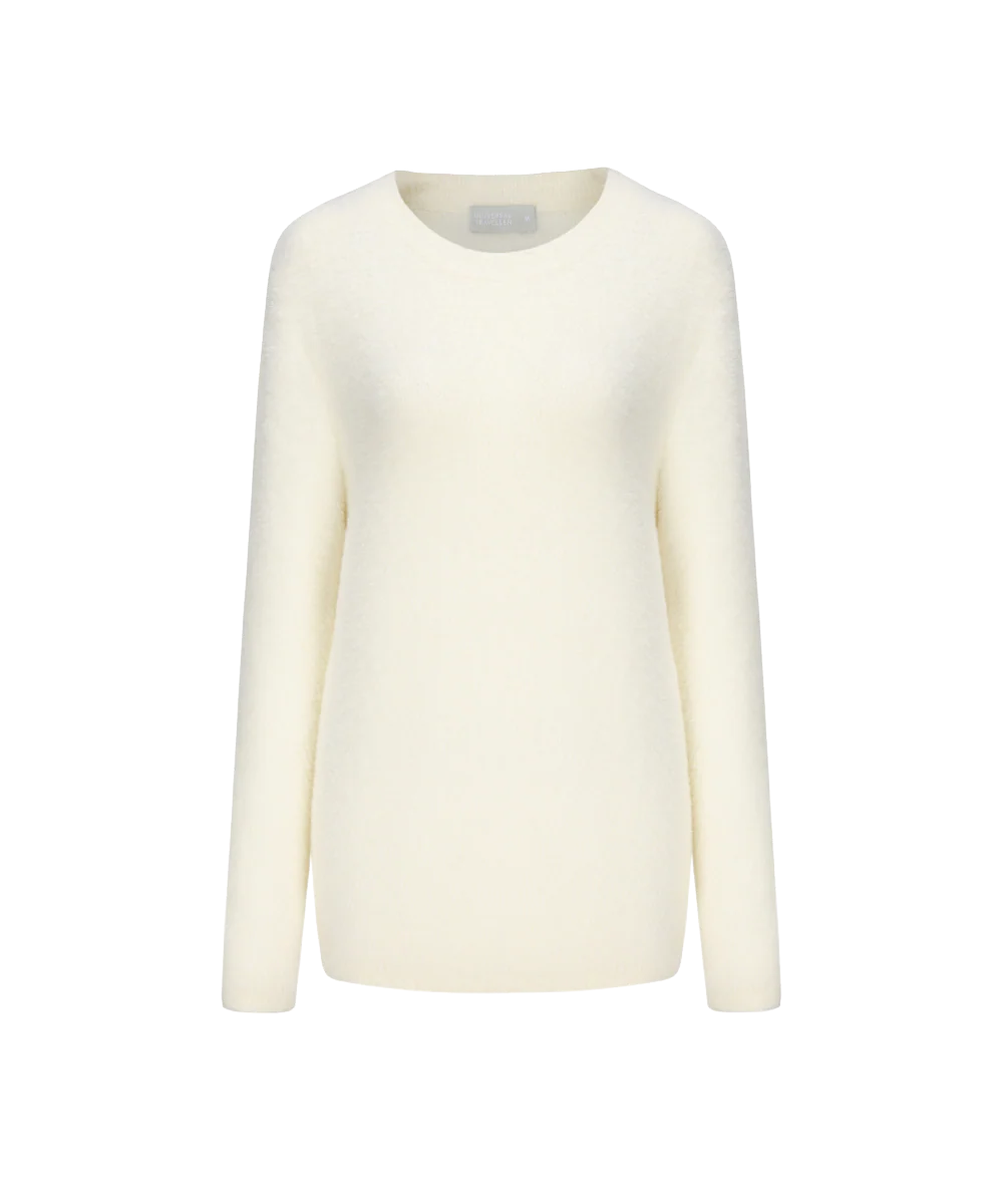 Women's Crew Neck Fluffy Knitted Sweater
