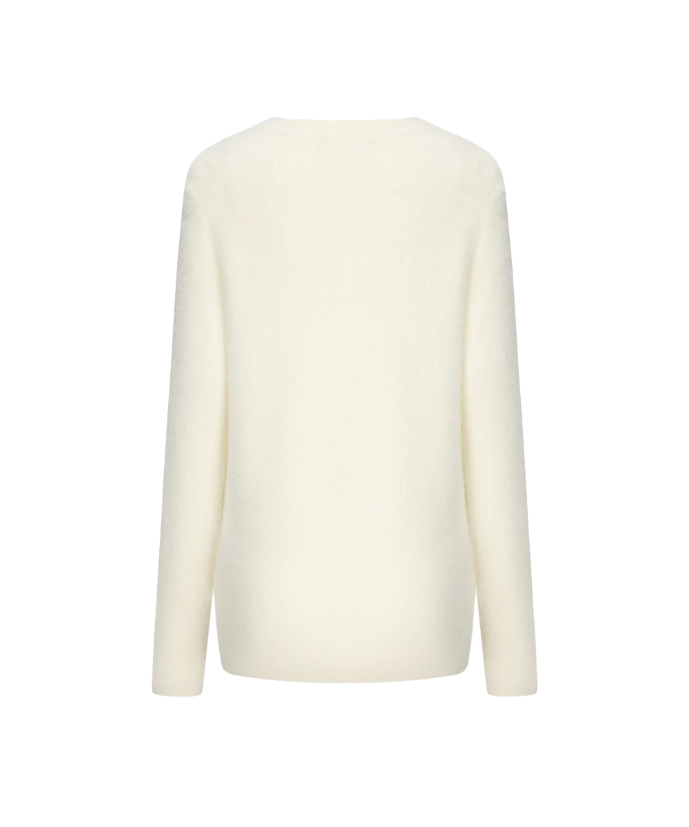 Women's Crew Neck Fluffy Knitted Sweater - Image 2