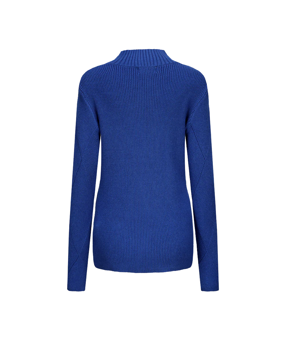 Women's Mock Neck Argyle Knitted Sweater - Image 2