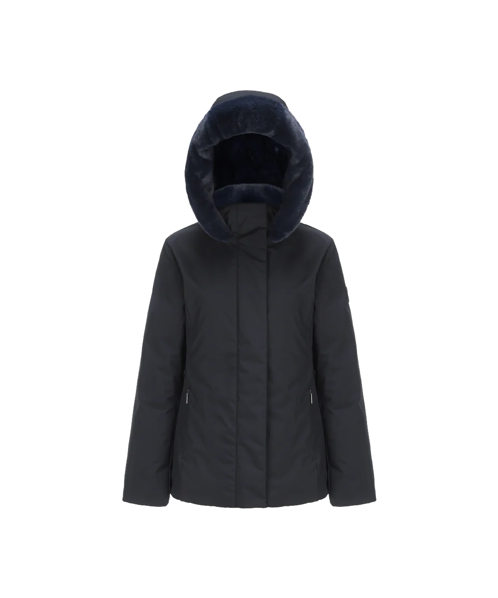 Women's Down Jacket with Faux Fur Hoodie - Image 3