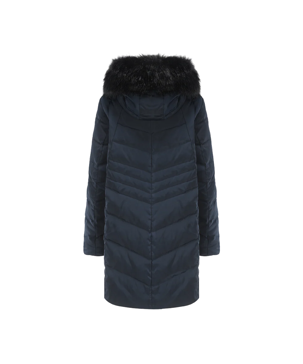 Women's Down Jacket with Contrast Faux Fur Trim - Image 3