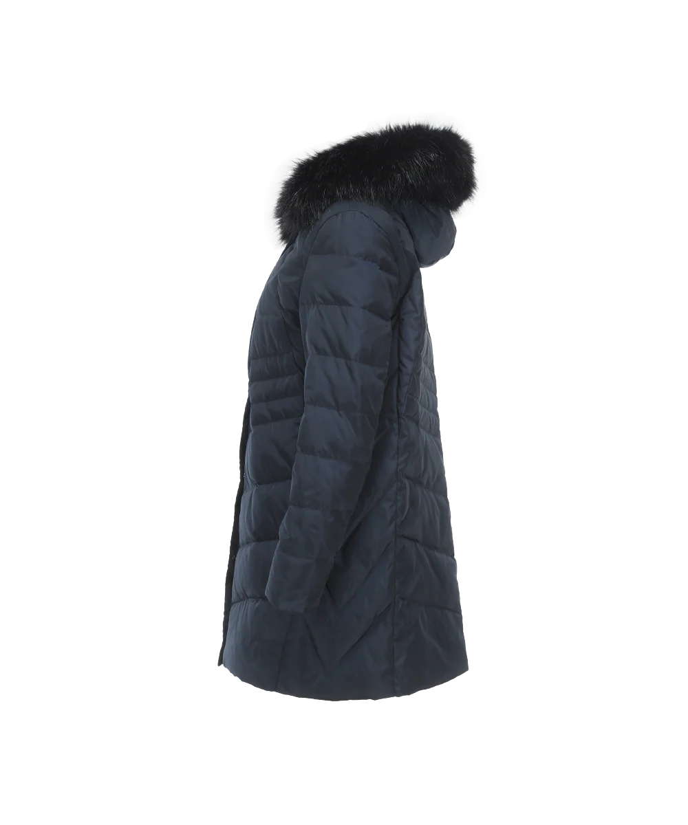 Women's Down Jacket with Contrast Faux Fur Trim - Image 4