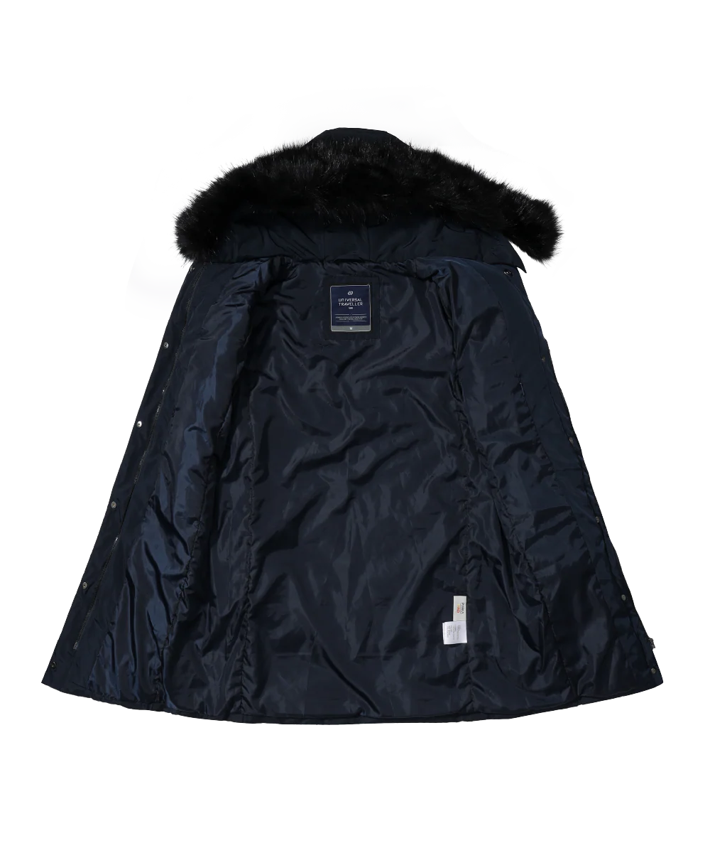 Women's Down Jacket with Contrast Faux Fur Trim - Image 6