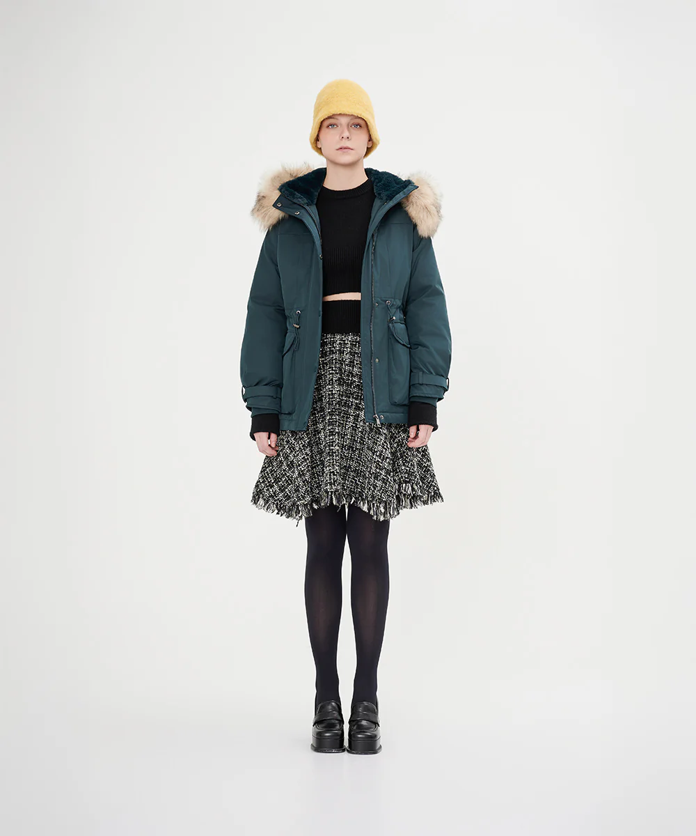 Women's Luxurious Faux Fur Hood Down Jacket - Image 3