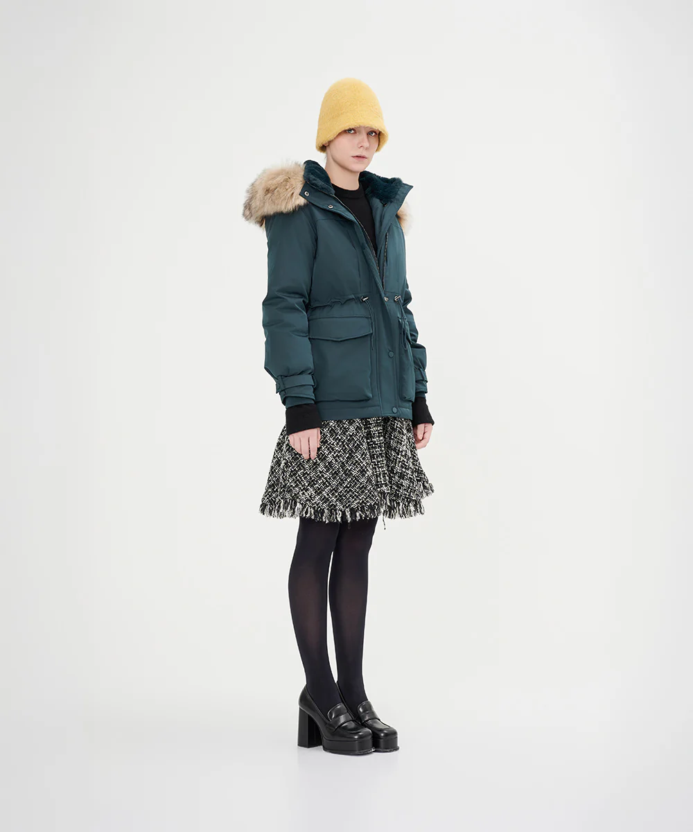 Women's Luxurious Faux Fur Hood Down Jacket - Image 8