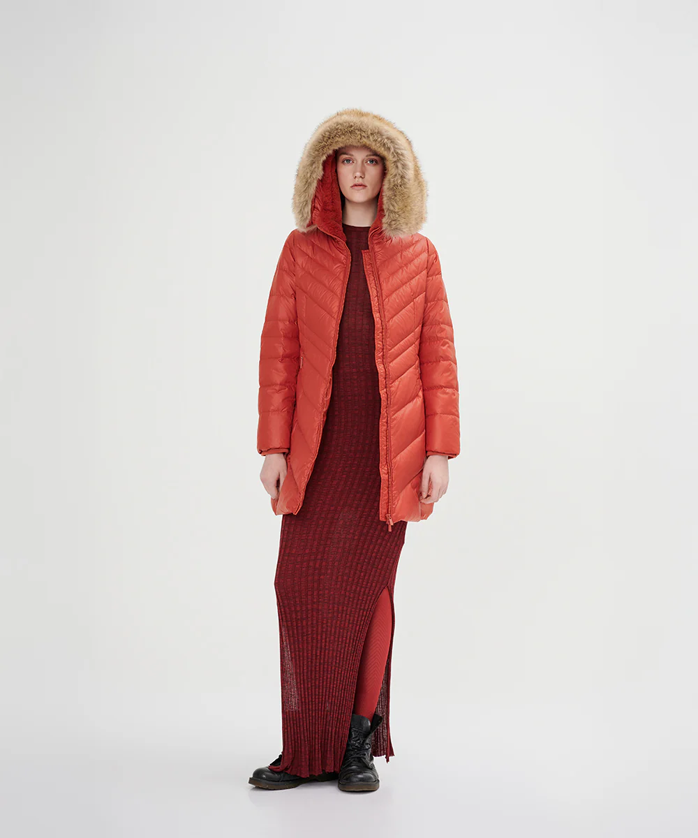 Women's Chevron Quilted Down Jacket - Image 2