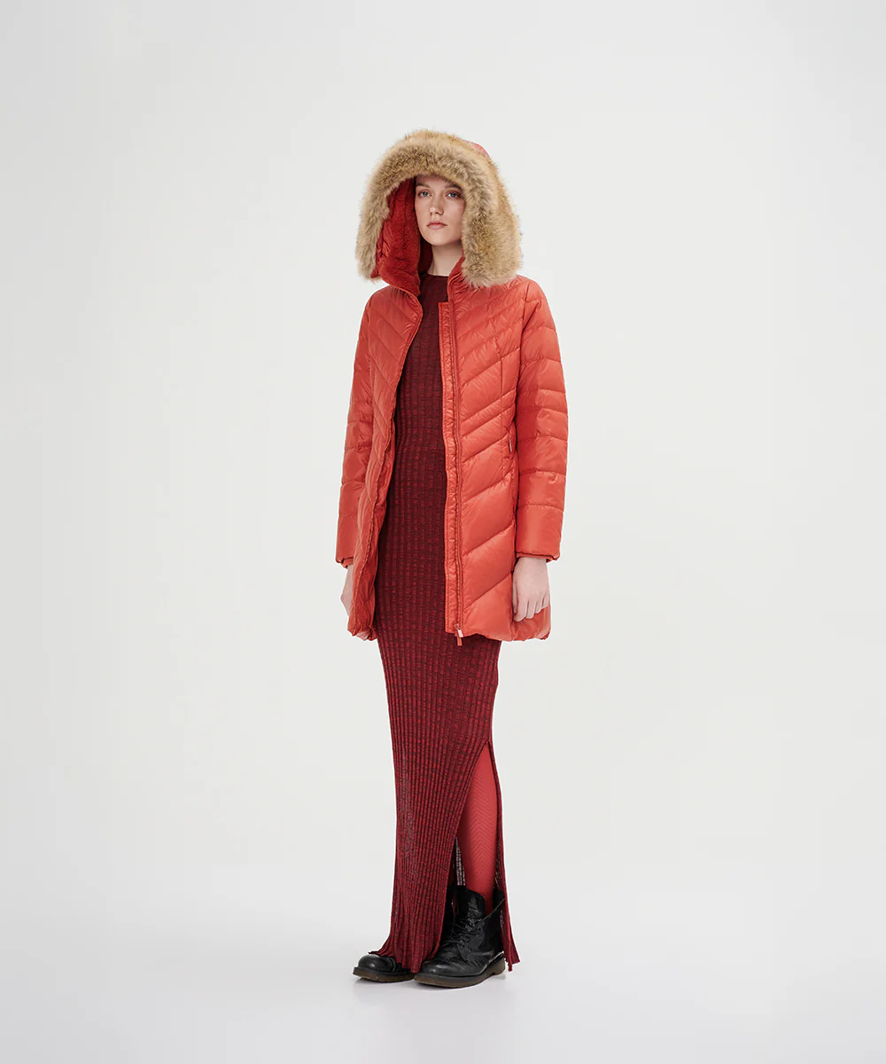Women's Chevron Quilted Down Jacket - Image 3