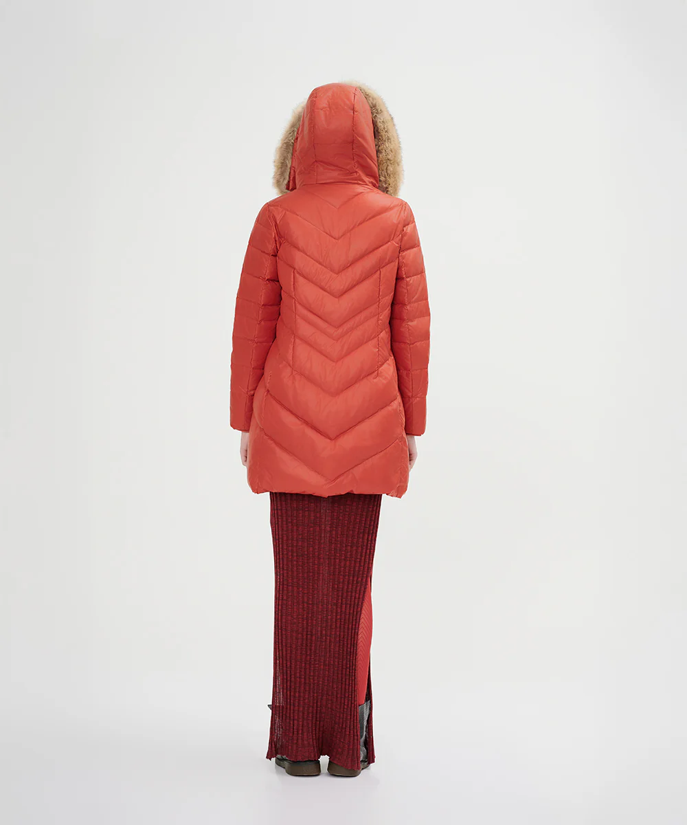 Women's Chevron Quilted Down Jacket - Image 4