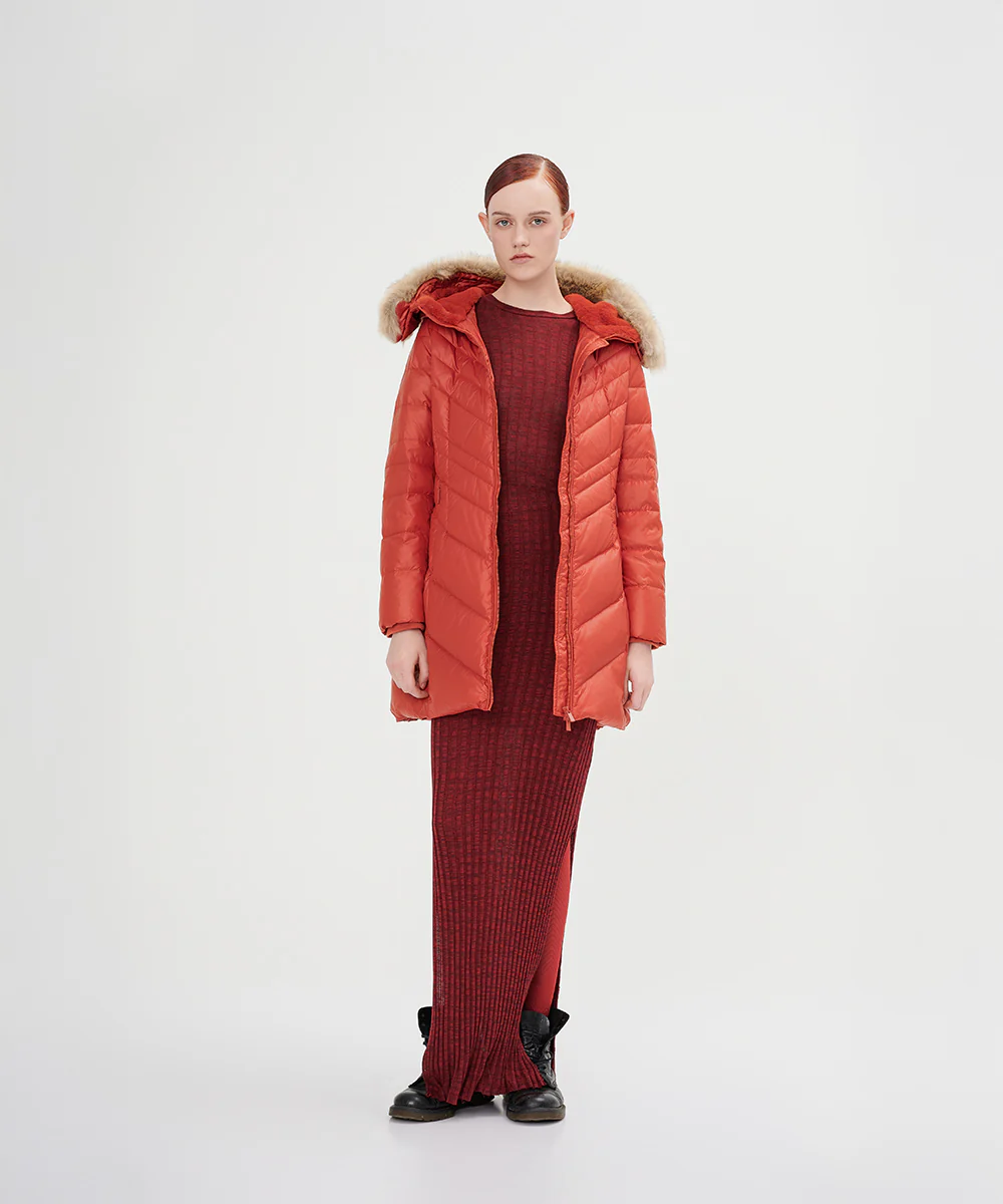 Women's Chevron Quilted Down Jacket - Image 5