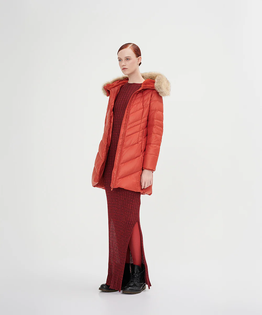 Women's Chevron Quilted Down Jacket - Image 6