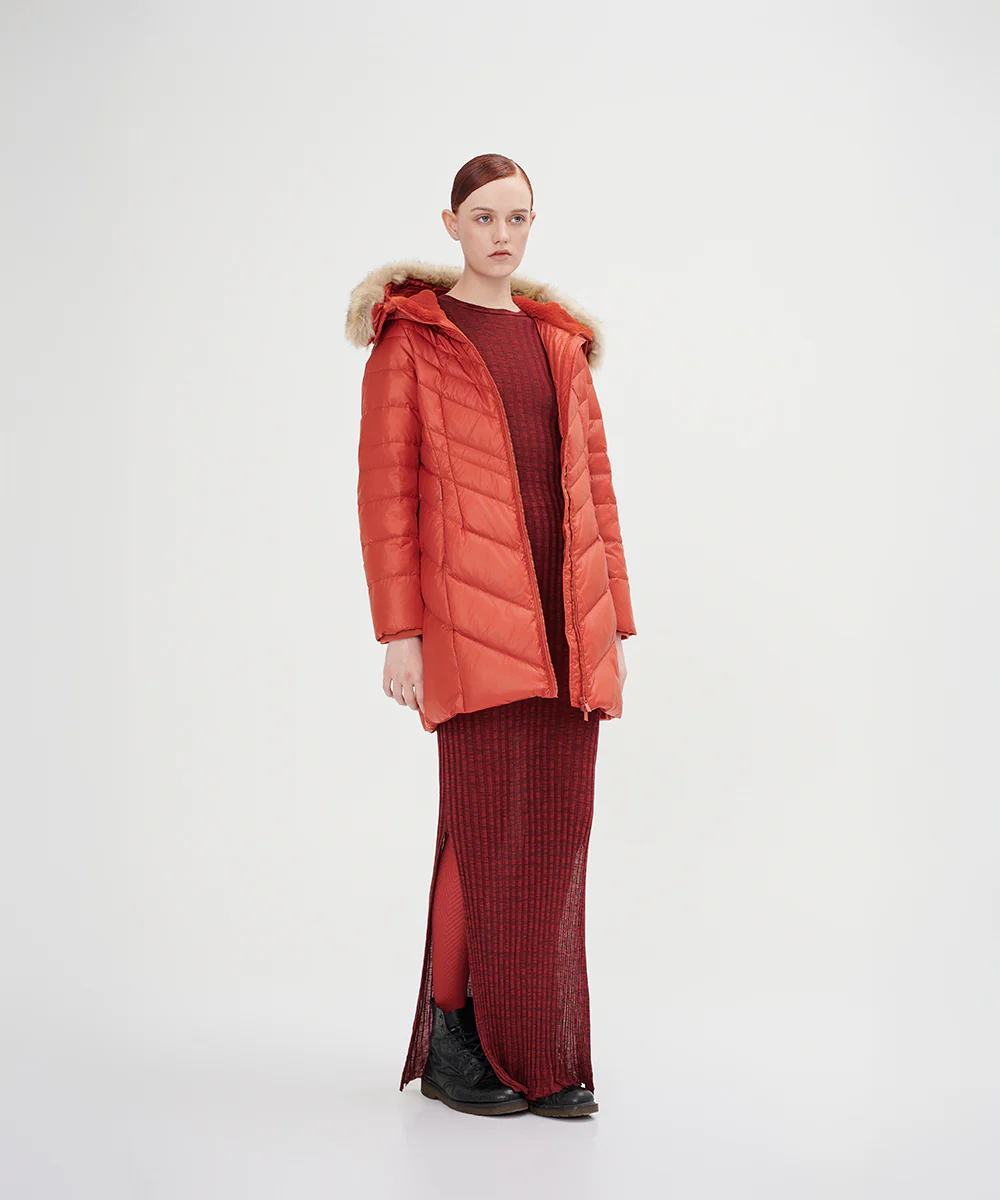 Women's Chevron Quilted Down Jacket - Image 7