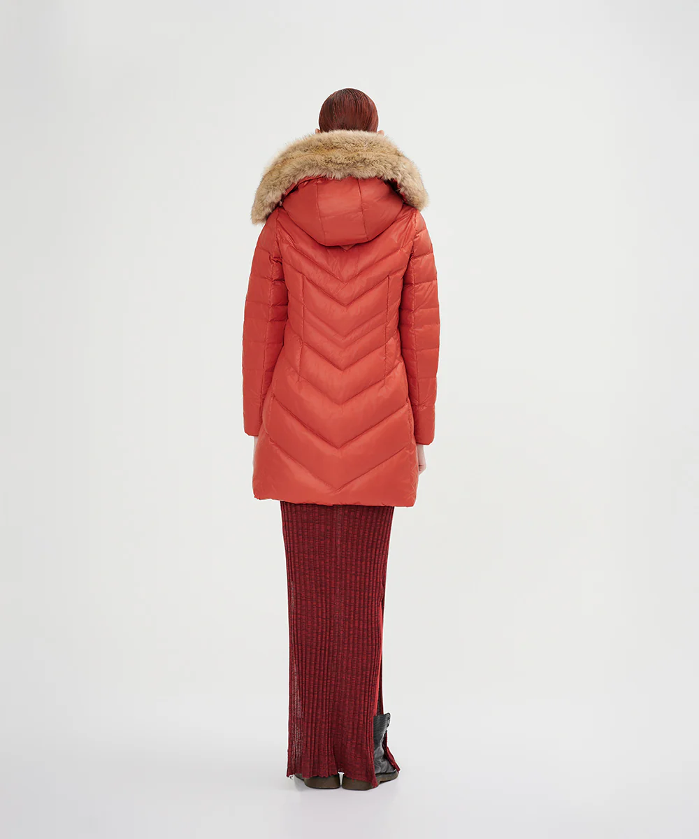 Women's Chevron Quilted Down Jacket - Image 8