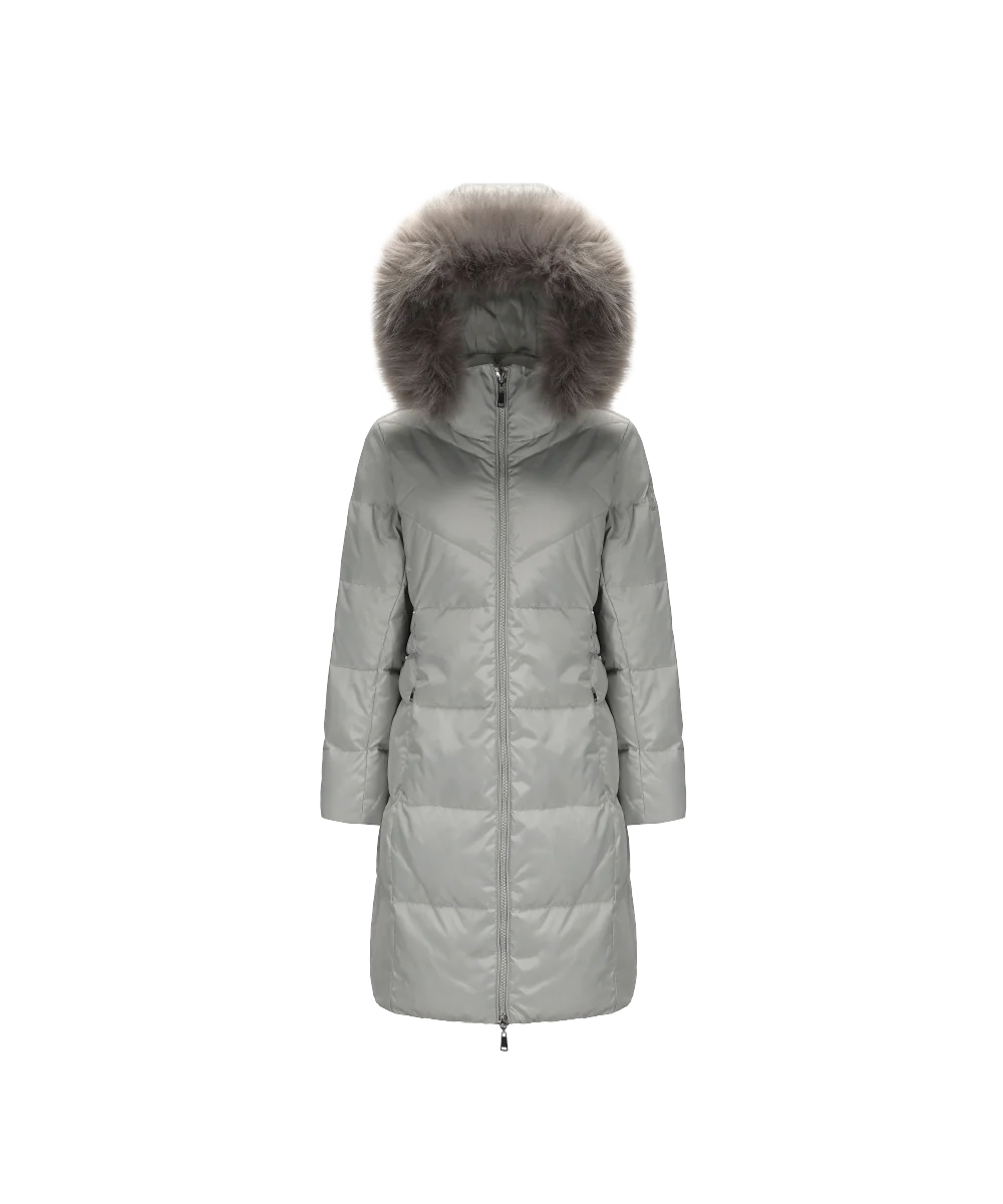 Women's Full Length Down Jacket With Hood - Image 10