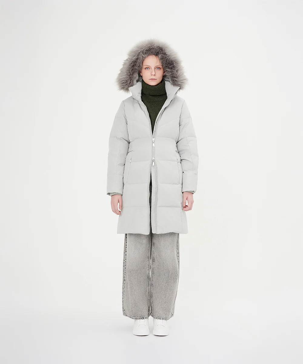Women's Full Length Down Jacket With Hood - Image 3