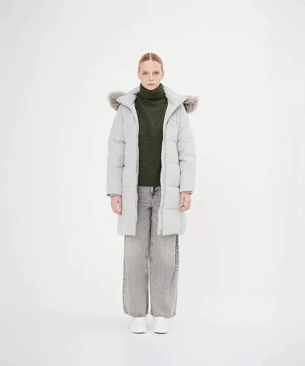 Women's Full Length Down Jacket With Hood - Image 6
