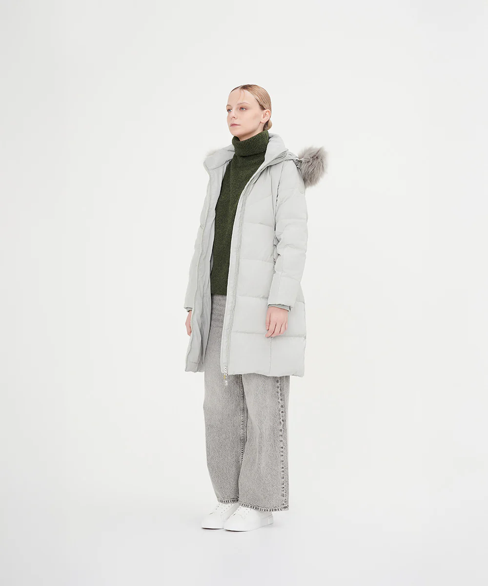 Women's Full Length Down Jacket With Hood - Image 7