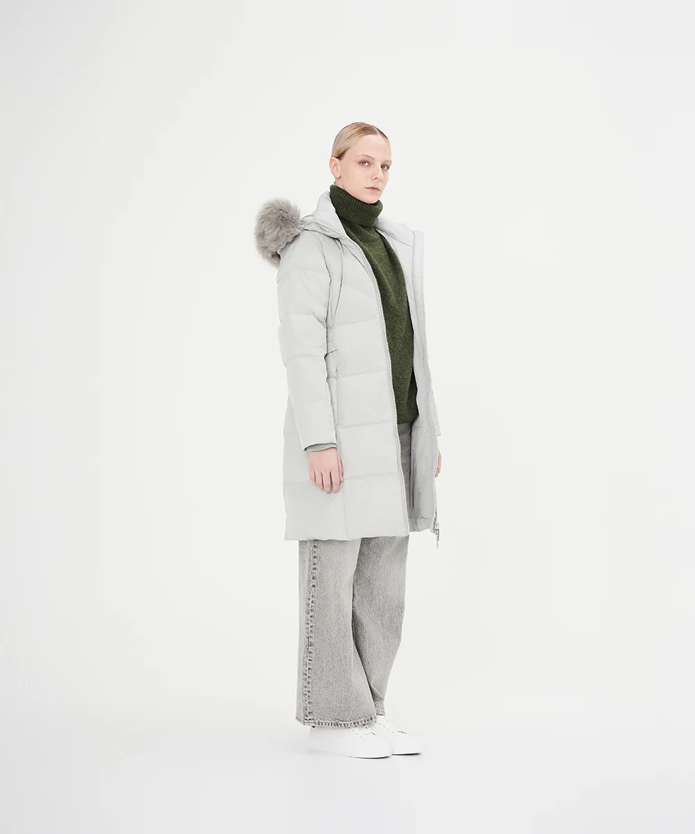 Women's Full Length Down Jacket With Hood - Image 8