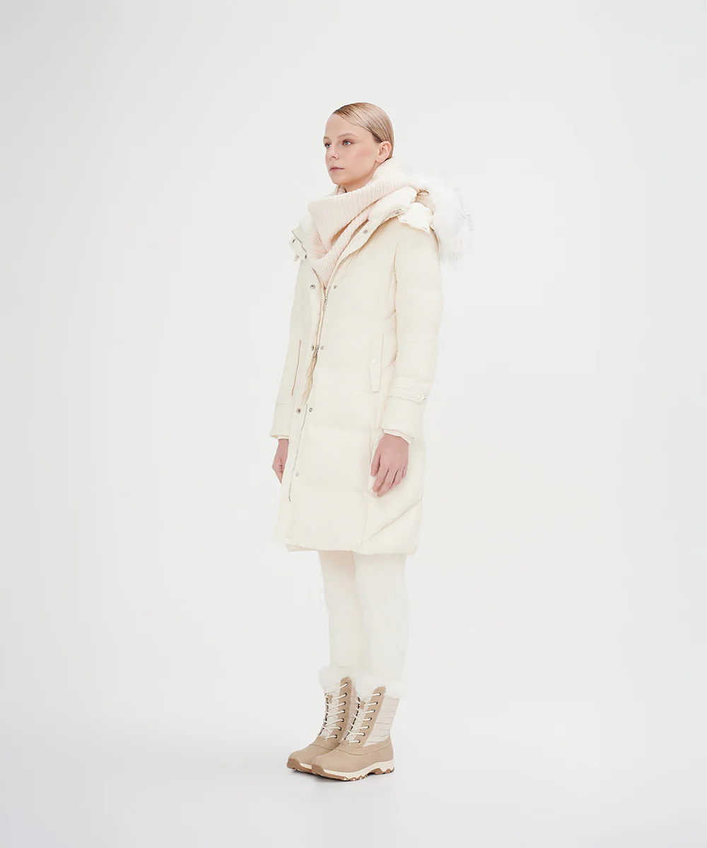Women's Full Length Down Jacket With Faux Fur Hood - Image 5