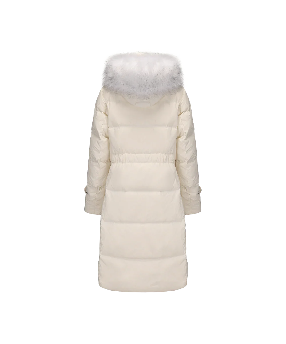 Women's Full Length Down Jacket With Faux Fur Hood - Image 8