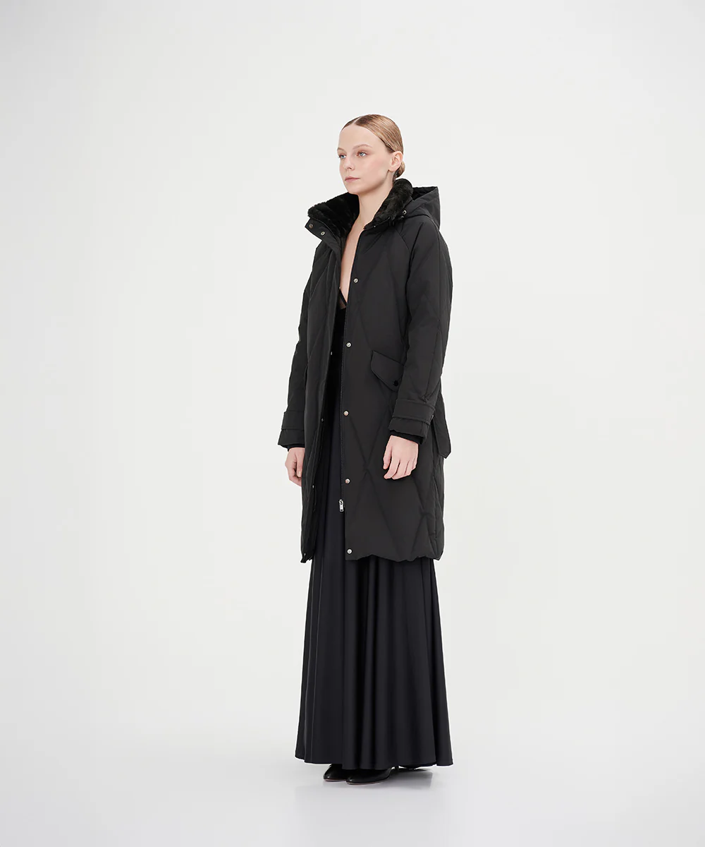 Women's Soft Fleece Collar Down Jacket With Hood - Image 4