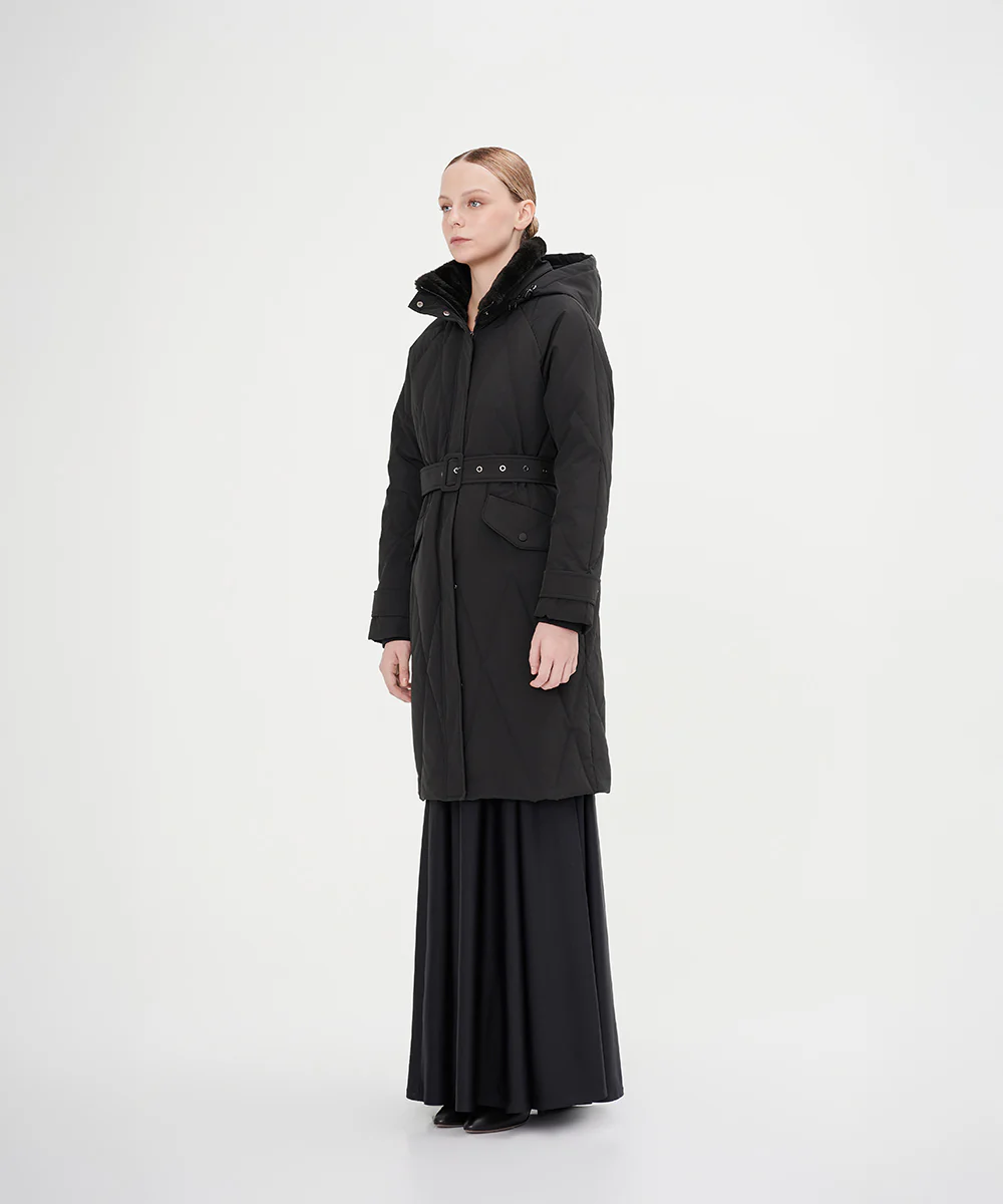 Women's Soft Fleece Collar Down Jacket With Hood - Image 8