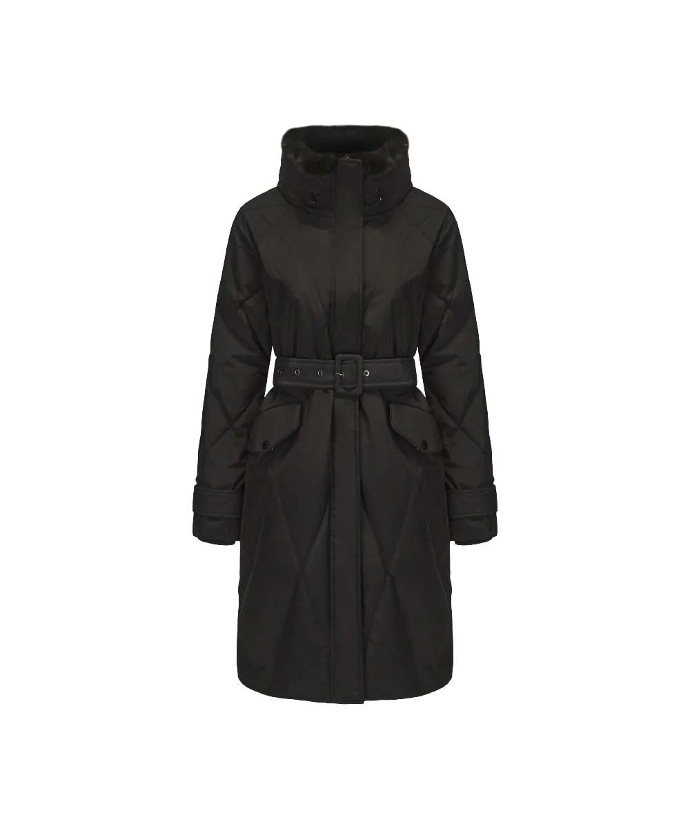 Women's Soft Fleece Collar Down Jacket With Hood - Image 9