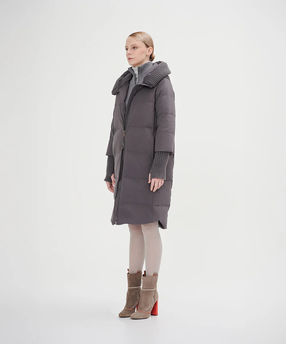 Women's Boxy Down Jacket With Chunky Rib - Image 3