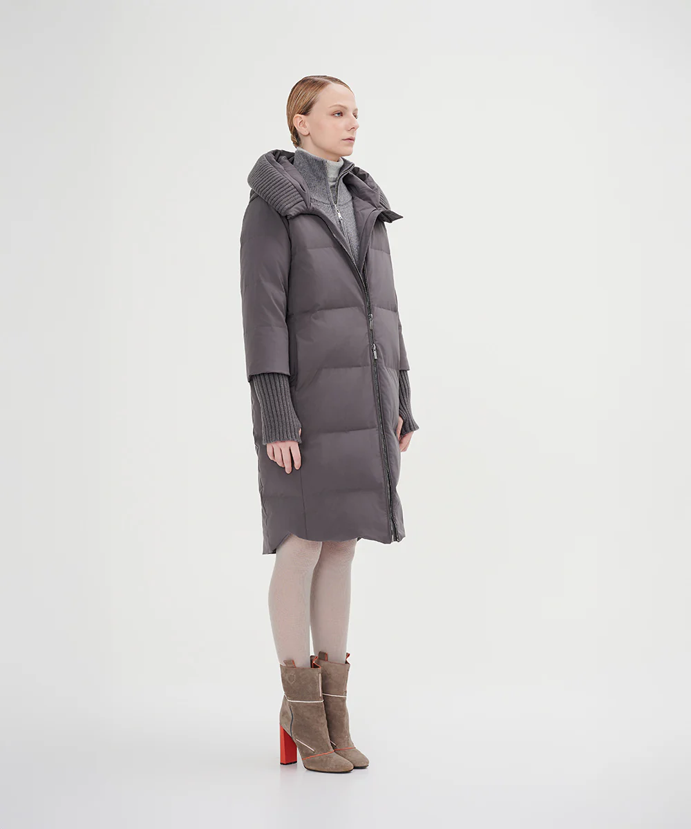 Women's Boxy Down Jacket With Chunky Rib - Image 4