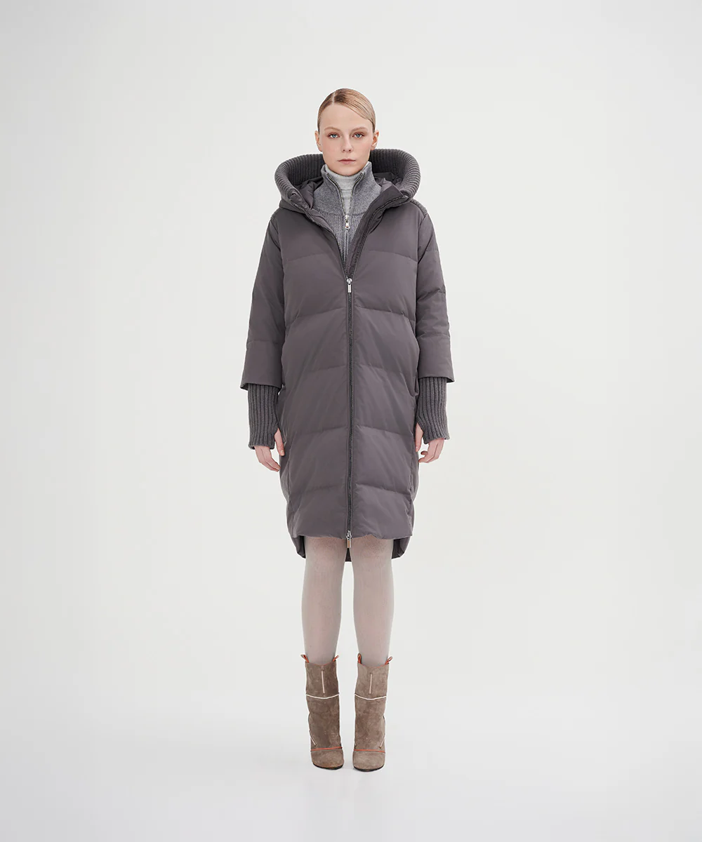 Women's Boxy Down Jacket With Chunky Rib - Image 6