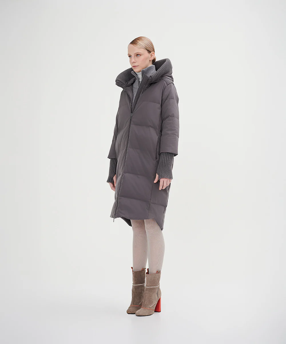 Women's Boxy Down Jacket With Chunky Rib - Image 7