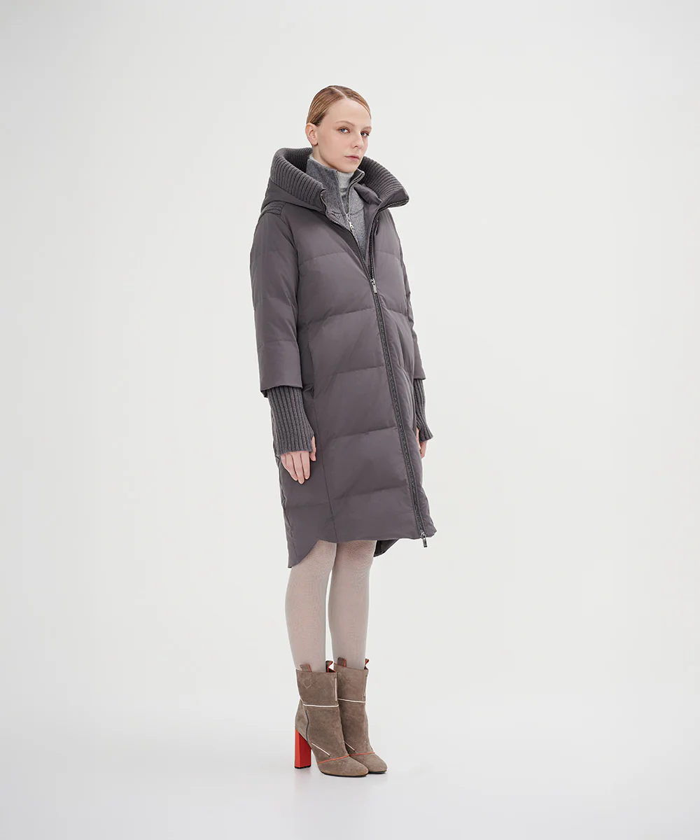 Women's Boxy Down Jacket With Chunky Rib - Image 8