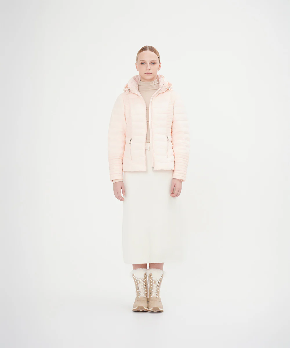 Women's Concealed Hood Slim Fit Down Jacket - Image 8