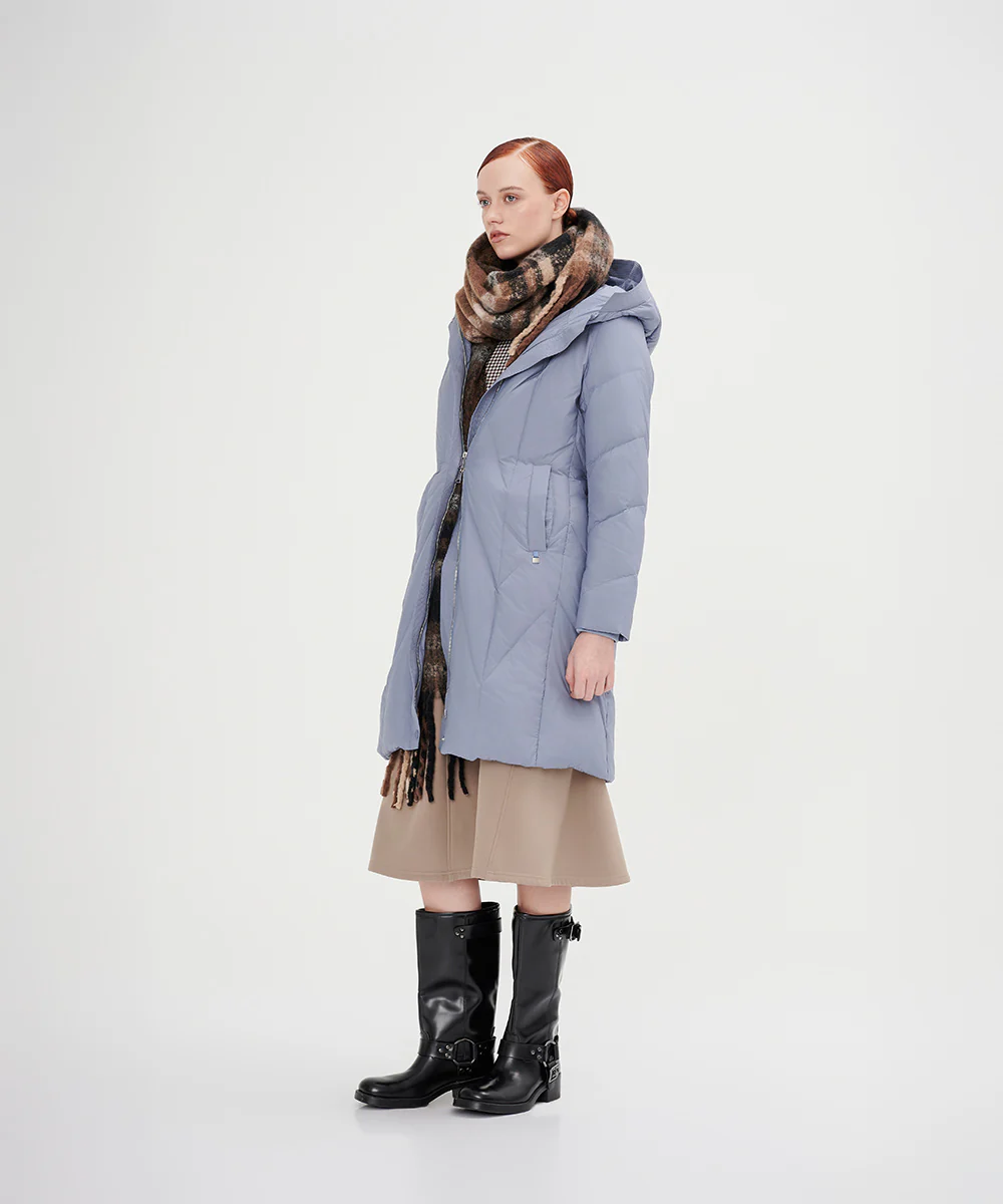 Women's Belted Chevron Quilted Down Jacket - Image 10