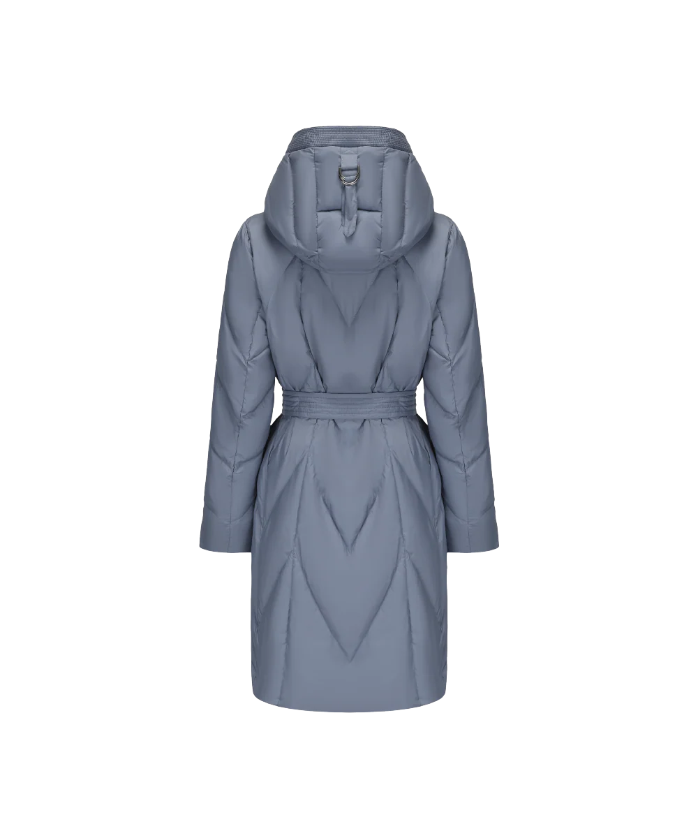 Women's Belted Chevron Quilted Down Jacket - Image 13
