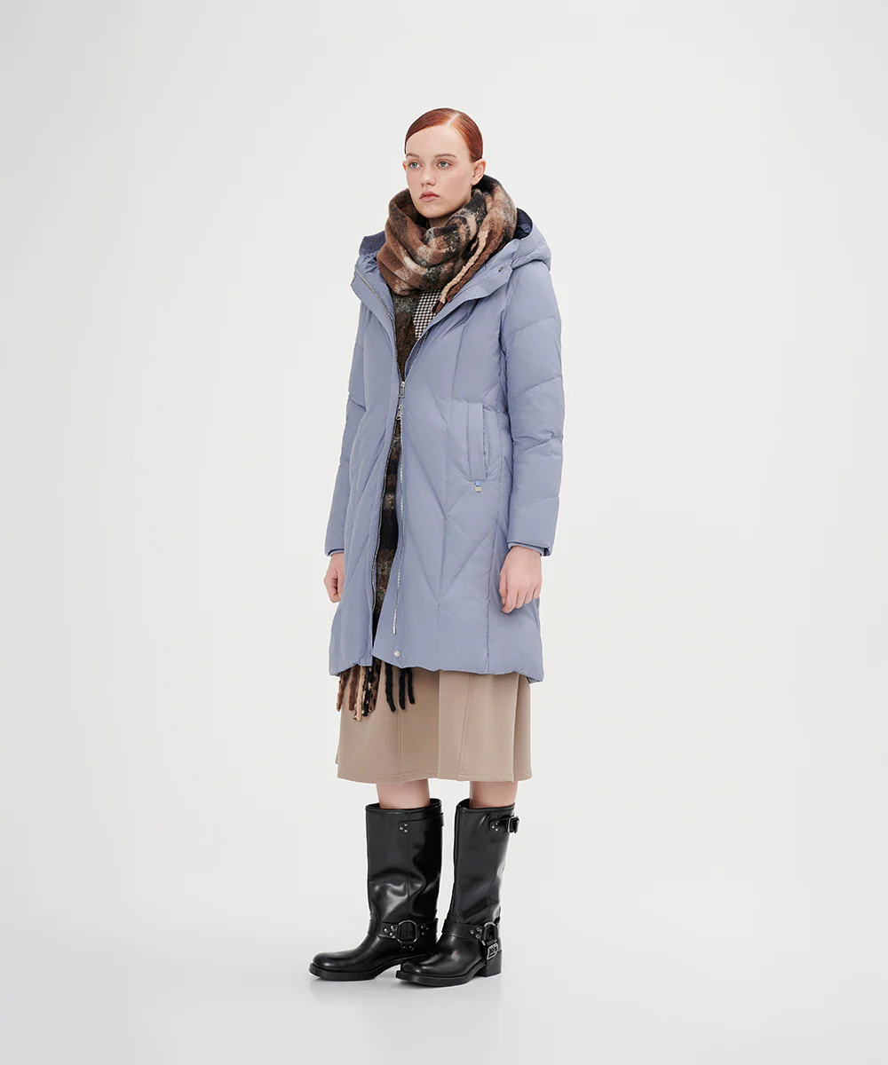 Women's Belted Chevron Quilted Down Jacket - Image 2