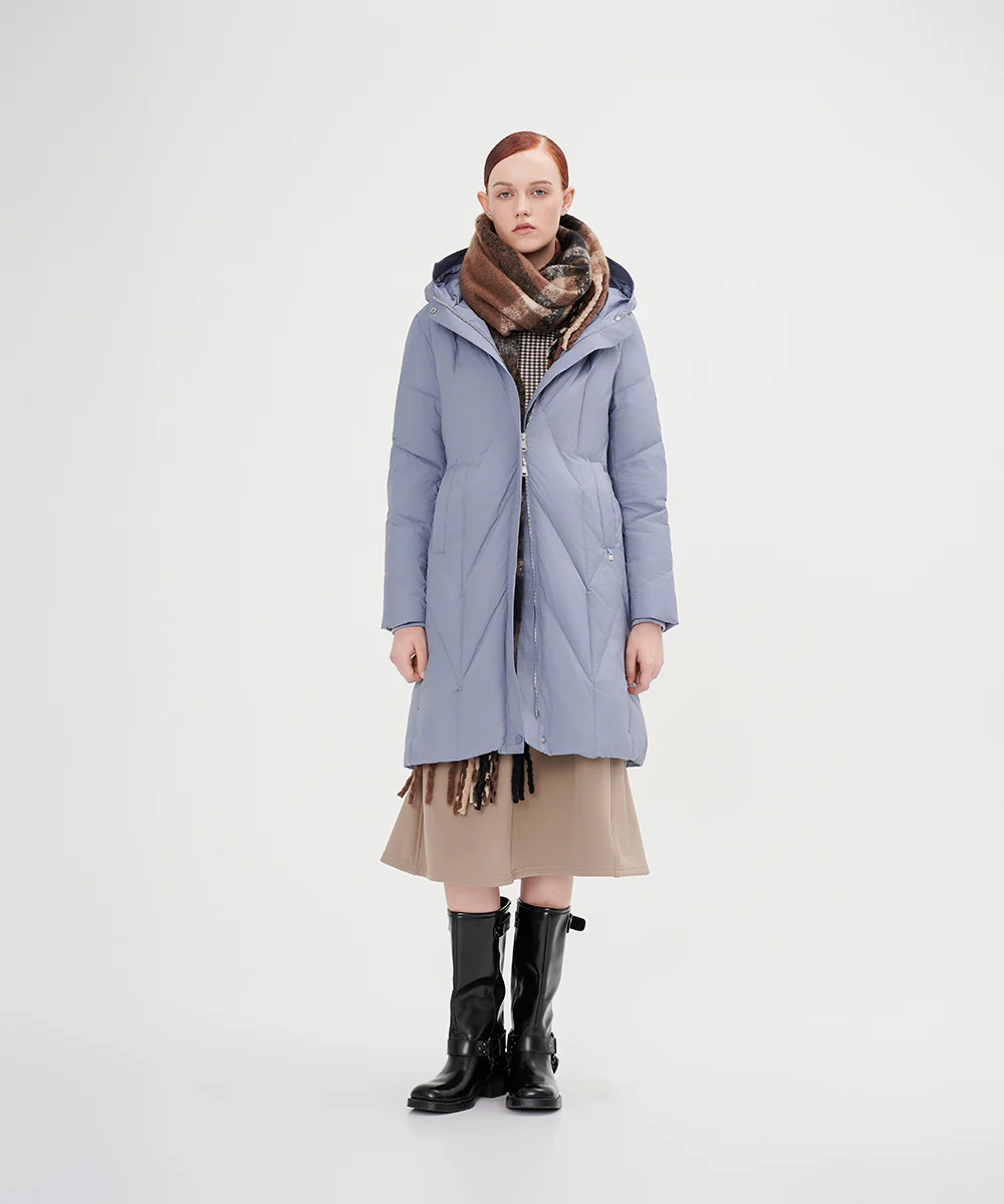 Women's Belted Chevron Quilted Down Jacket - Image 3