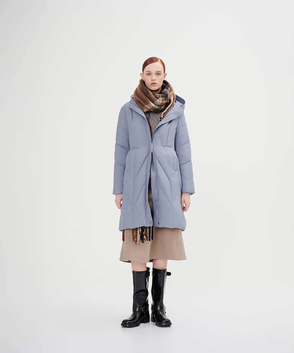 Women's Belted Chevron Quilted Down Jacket - Image 9