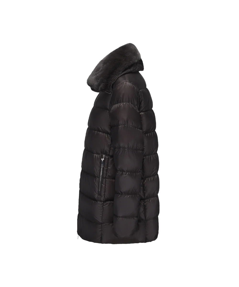 Women's Elegant Goose Down Jacket With Genuine Rabbit Fur Collar - Image 12