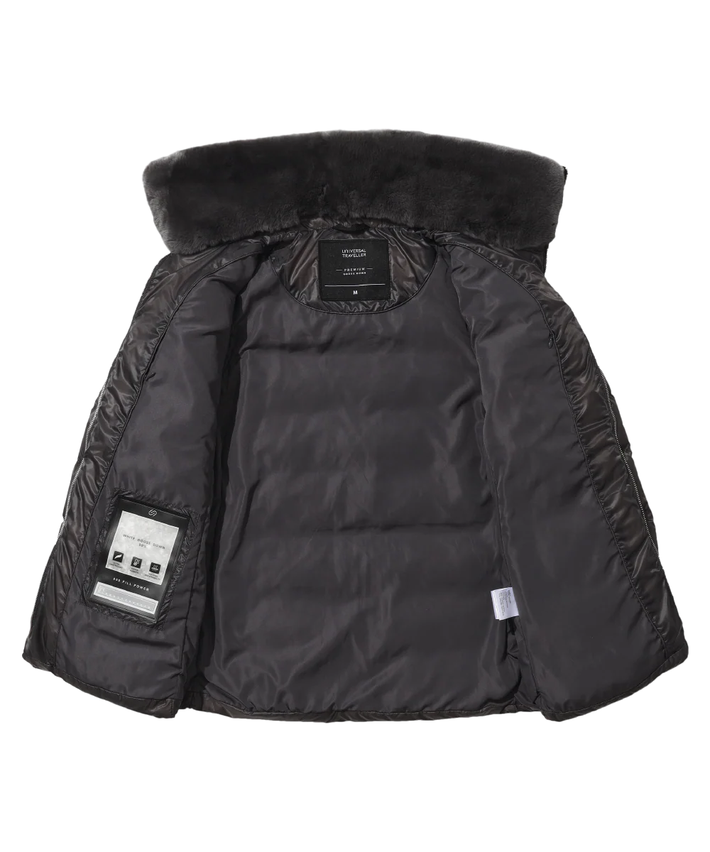 Women's Elegant Goose Down Jacket With Genuine Rabbit Fur Collar - Image 13