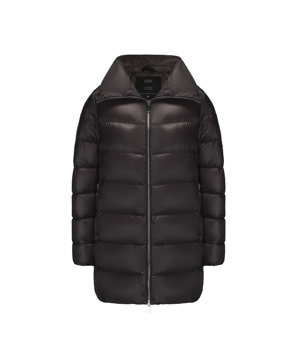 Women's Elegant Goose Down Jacket With Genuine Rabbit Fur Collar - Image 9