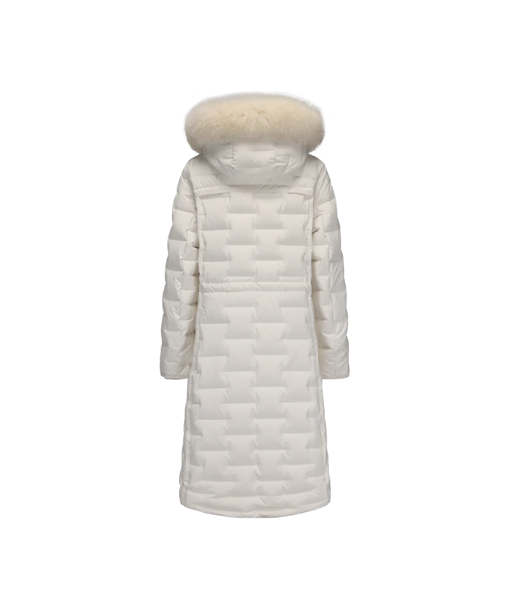 Women's Elegant Goose Down Jacket With Genuine Fox Fur Trim - Image 10