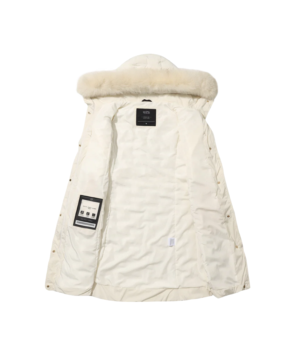 Women's Elegant Goose Down Jacket With Genuine Fox Fur Trim - Image 12