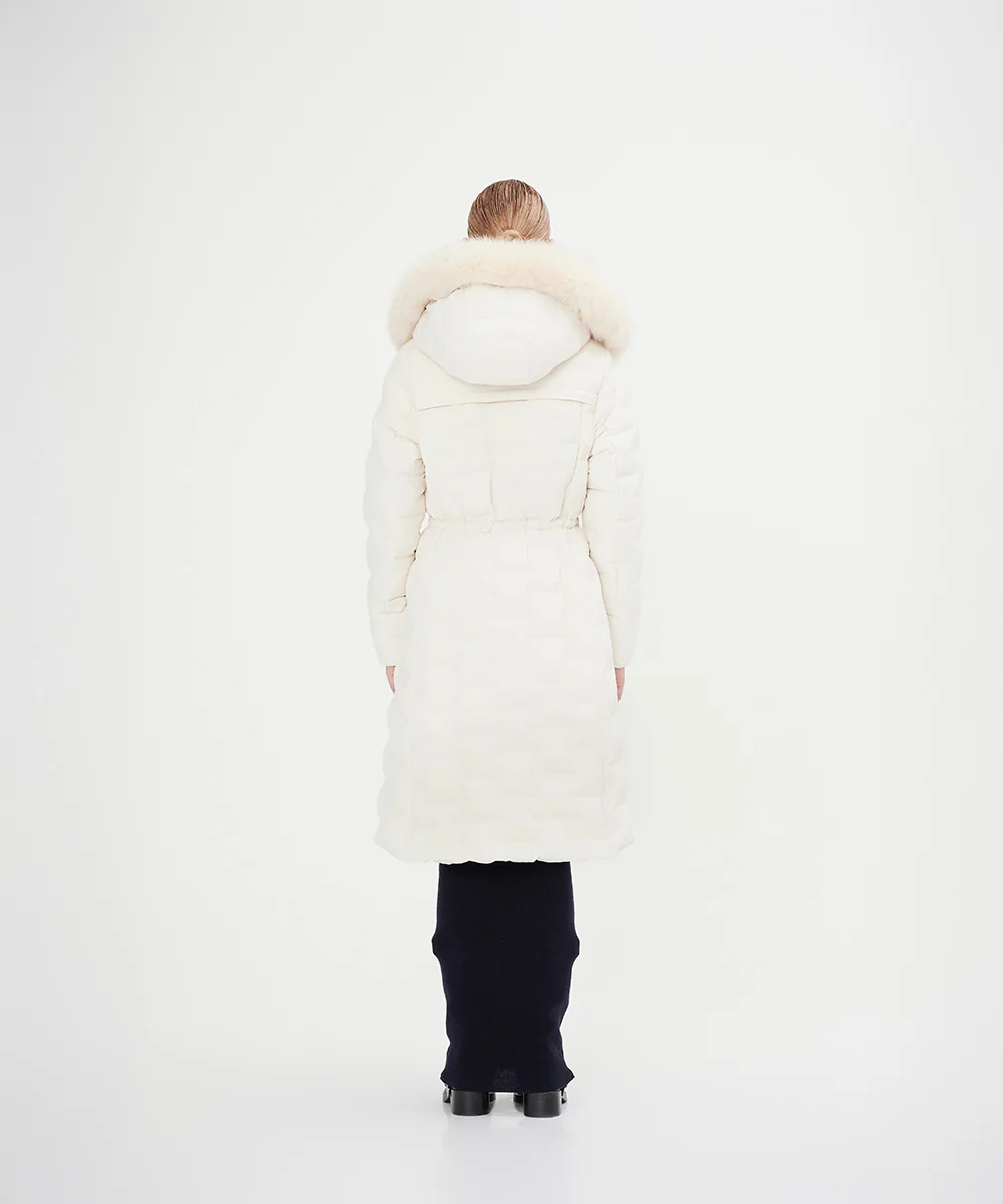 Women's Elegant Goose Down Jacket With Genuine Fox Fur Trim - Image 6