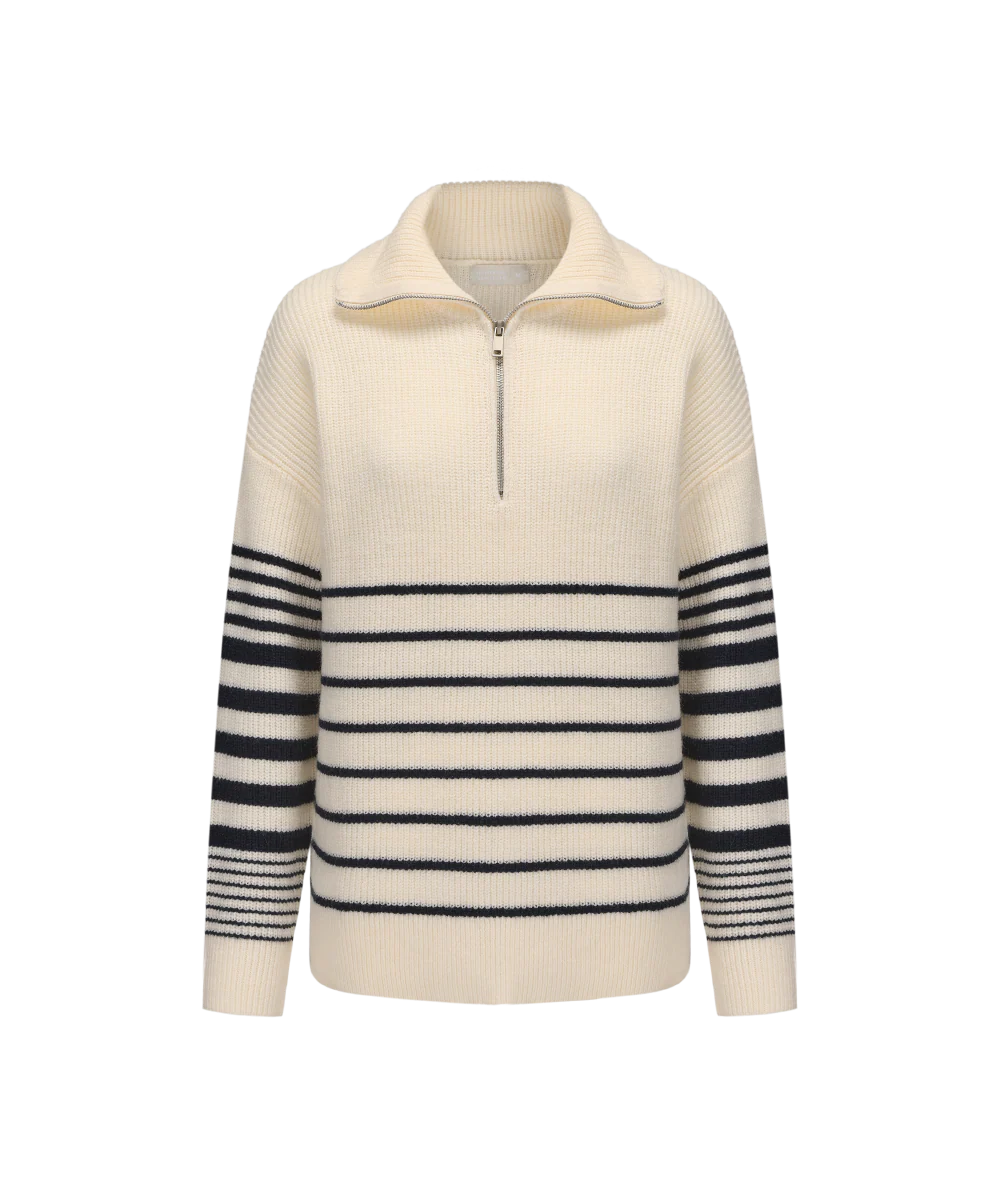 Women's Henley Mock Neck Knitted Sweater